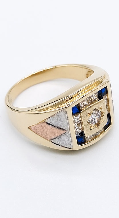 Checkmate Edition - Blue Sapphire and White Stone 14K Gold