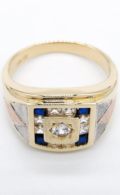 Checkmate Edition - Blue Sapphire and White Stone 14K Gold